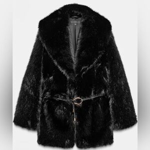 Zara Faux Fur Belted Coat